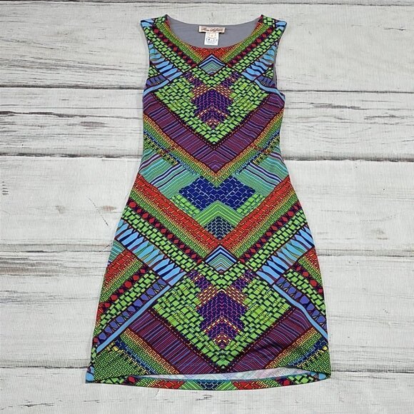 Mara Hoffman Bohemian Bodycon Dress Geometric Colorful Green Purple Size Small S - Picture 10 of 16